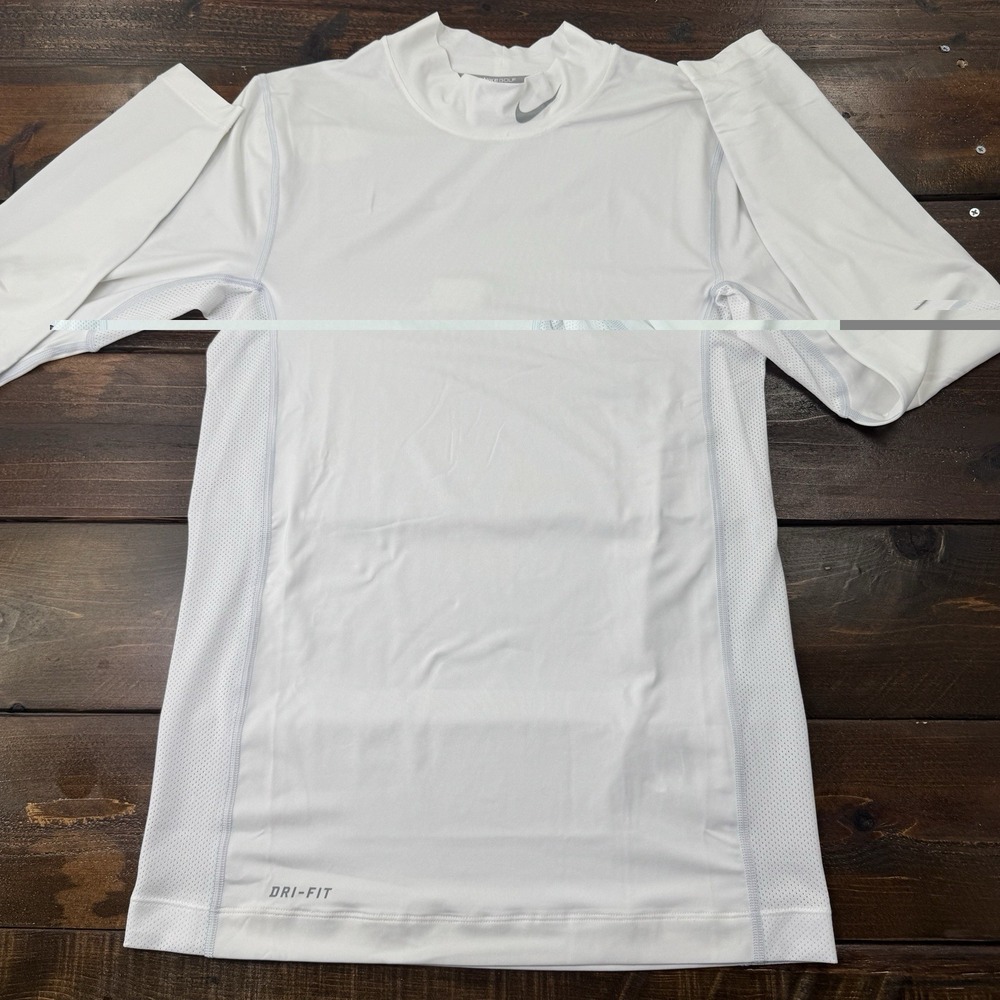 Nike Golf Tour Performance Dri Fit Shirt Mens S Mock Neck White Long Sleeve - Picture 3 of 16